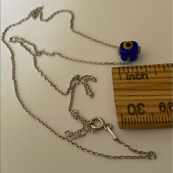 🧿925 Silver blue evil eye glass bead necklace - Picture 4 of 6